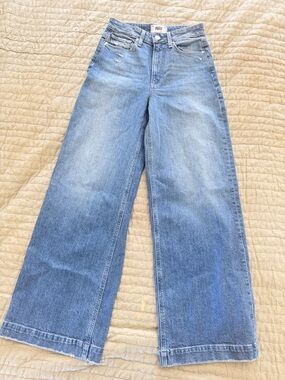 PAIGE Harper Wide Leg Jeans in Light Blue Fade
